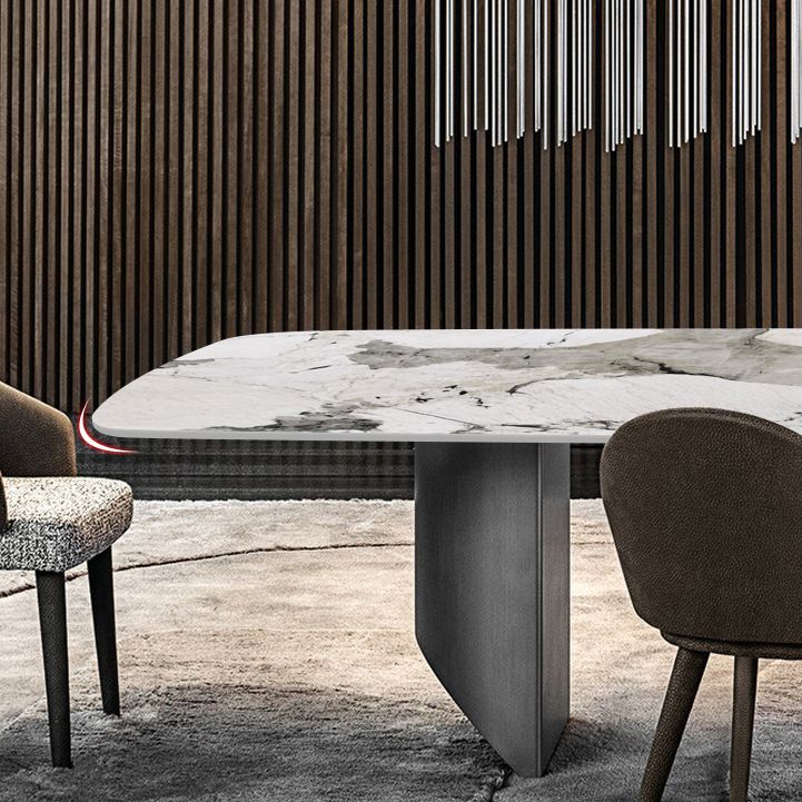 Sintered Stone Modern Rectangle Dining Table White Stone Top Dinette Table for Kitchen Clearhalo ' dining_table' 'Dining Tables & Seating' 'Dining Tables' 'furn' 'furn_dining_table' 'Furniture' 'furniture_dining_table' 'Kitchen & Dining Furniture' 'kitchen&dining_furn' 'kitchen' 'kitchen_dining_table' 1200x1200_ad4e64b9-a9a5-4c21-9686-60e74c3a49fb