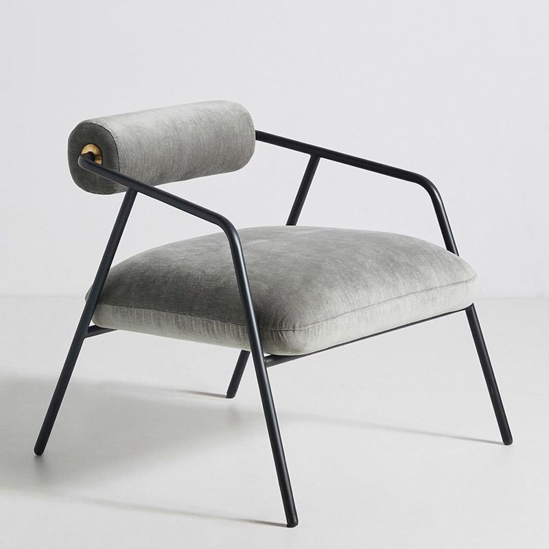 Metal Contemporary Indoor Arm Chair Matte Fabric Open Back Chair Clearhalo ' kitchen&dining_furn' 'Dining Chairs' 'Dining Tables & Seating' 'dining_chair' 'furn' 'furn_dining_chair' 'Furniture' 'furniture_dining_chair' 'Kitchen & Dining Furniture' 'kitchen' 1200x1200_ad4f647b-072d-4a86-a209-5b7636c80b99