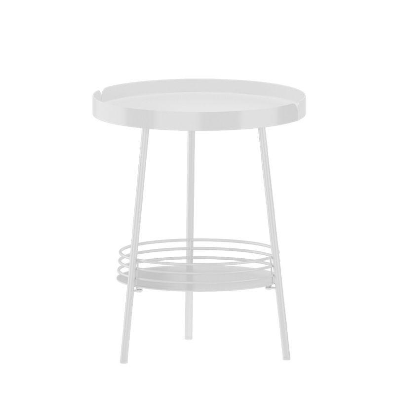Mid-Century Metal Round Tray Top Side Table 21.6-inch 3 Legs End Table with Shelf