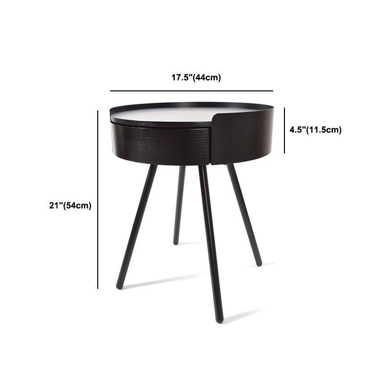 21,2 "tavolo da parte superiore in legno rotondo in legno arrotondata in metallo a 4 gambe tavolino