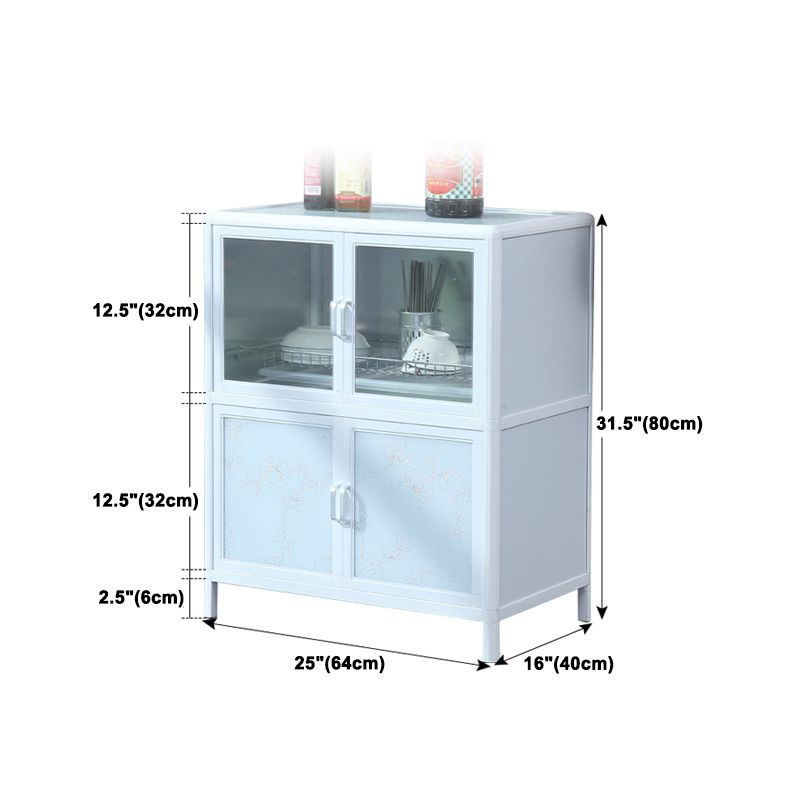 Modern Kitchen Metal Buffet/Console Cabinets Doors Dining Server in White Clearhalo 'buffet_sideboard' 'Buffets & Sideboards' 'furn' 'furn_buffet_sideboard' 'Furniture' 'Kitchen & Dining Furniture' 1200x1200_ad565591-1b1a-4c5c-844b-0e342ea49c7a