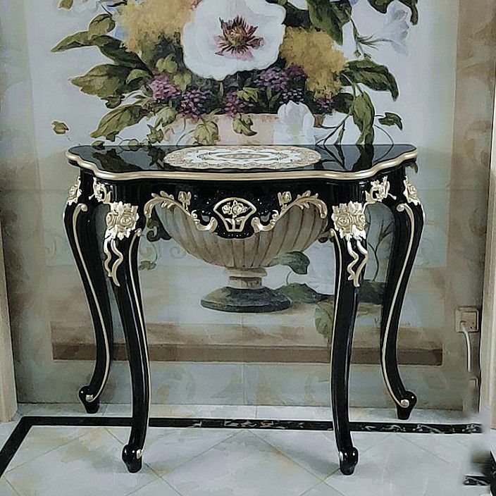 Sala vittoriana 4 gambe in legno in legno in legno di accento console di luna