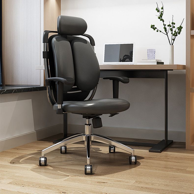 Contemporary Office Chair Leather Computer Chair Ergonomic Task Chair Clearhalo 'furn' 'furn_office_chair' 'Furniture' 'Office Chairs' 'Office Furniture' 'office_chair' 1200x1200_ad572bde-b323-4e9f-ae83-66b24247846f