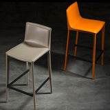 Contemporary Leather Barstool Indoor Bar Stool with Iron Legs and Low Back Clearhalo 'Bar Furniture' 'Bar Stools' 'bar_stools' 'furn' 'furn_bar_stools' 'furniture_bar_stools' 'Kitchen & Dining Furniture' 'kitchen&dining_furn' 'kitchen' 'kitchen_furn' Furniture' 1200x1200_ad5942c6-db1f-4c6e-abc1-488b41102ec2