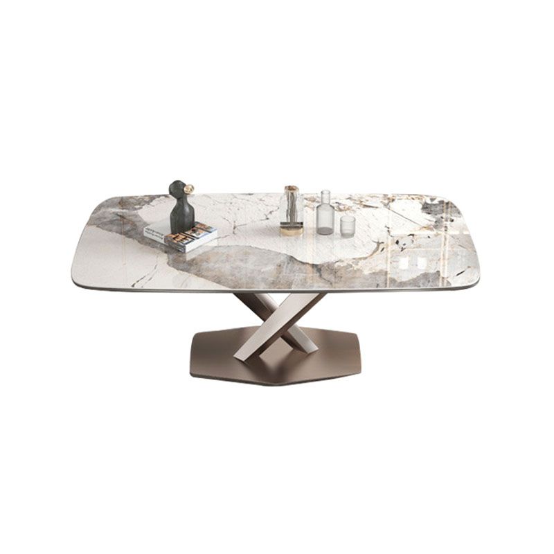 Stone Top Dining Table Rectangle Traditional Luxury Table with Pedestal Base Clearhalo 'Dining Tables & Seating' 'Dining Tables' 'dining_table' 'furn' 'furn_dining_table' 'Furniture' 'Kitchen & Dining Furniture' 1200x1200_ad59bc99-5540-4894-8092-30c20b9db197