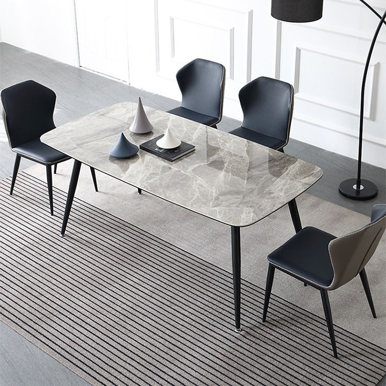 Metal Contemporary Rectangular Table Sintered Stone Top Dining Table with 4 Legs Clearhalo ' dining_table' 'Dining Tables & Seating' 'Dining Tables' 'furn' 'furn_dining_table' 'Furniture' 'furniture_dining_table' 'Kitchen & Dining Furniture' 'kitchen&dining_furn' 'kitchen' 'kitchen_dining_table' 1200x1200_ad5a4c33-92a3-4e41-814c-4d7902b9a2de