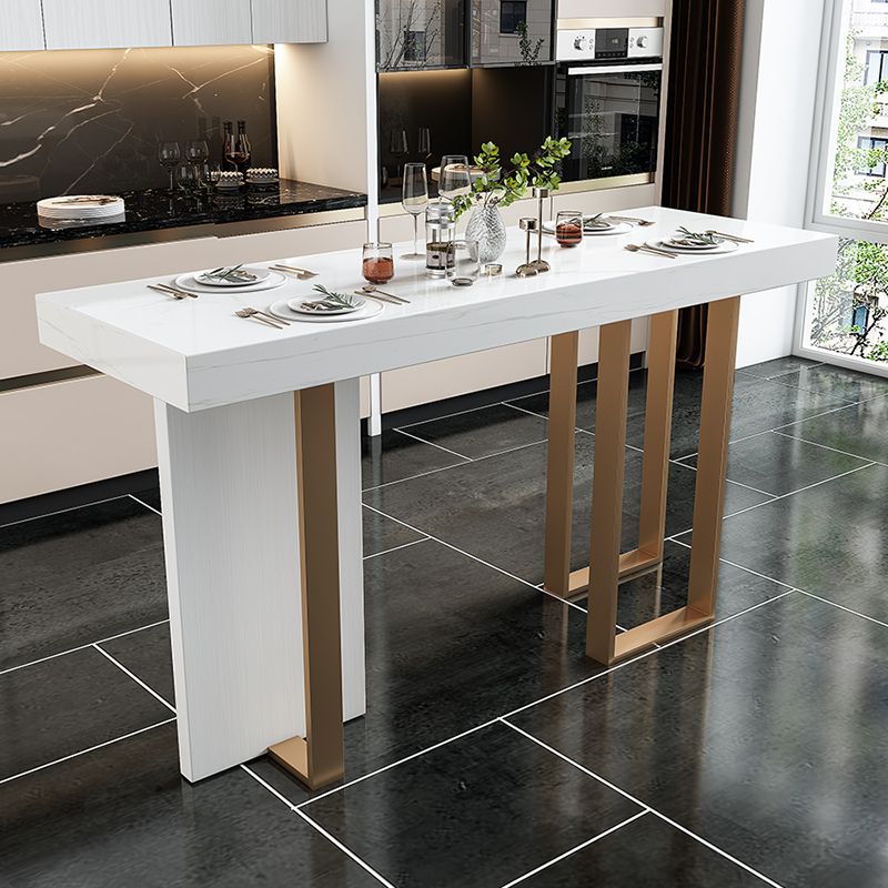 Faux Marble Bistro Bar Table Rectangle White Bar Table for Home Clearhalo 'Bar Furniture' 'Bar Tables' 'bar_tables' 'furn' 'furn_bar_tables' 'Furniture' 'Kitchen & Dining Furniture' 1200x1200_ad5b52fc-25e7-4862-a941-76e301b96618