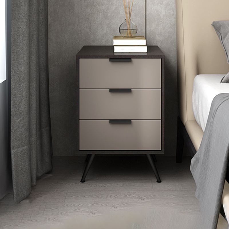 Espresso Wood and Off-White Night Table  Modern Stone and Pearl Wood Bedside Cabinet