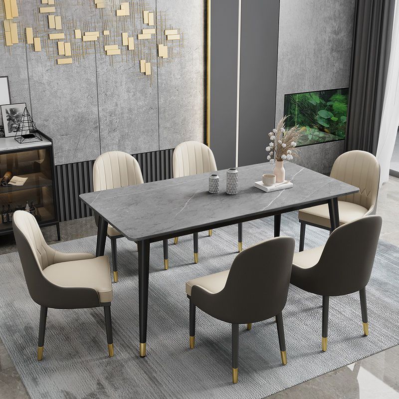 Table à manger en pierre de style glamour 4 table de jambes en métal.