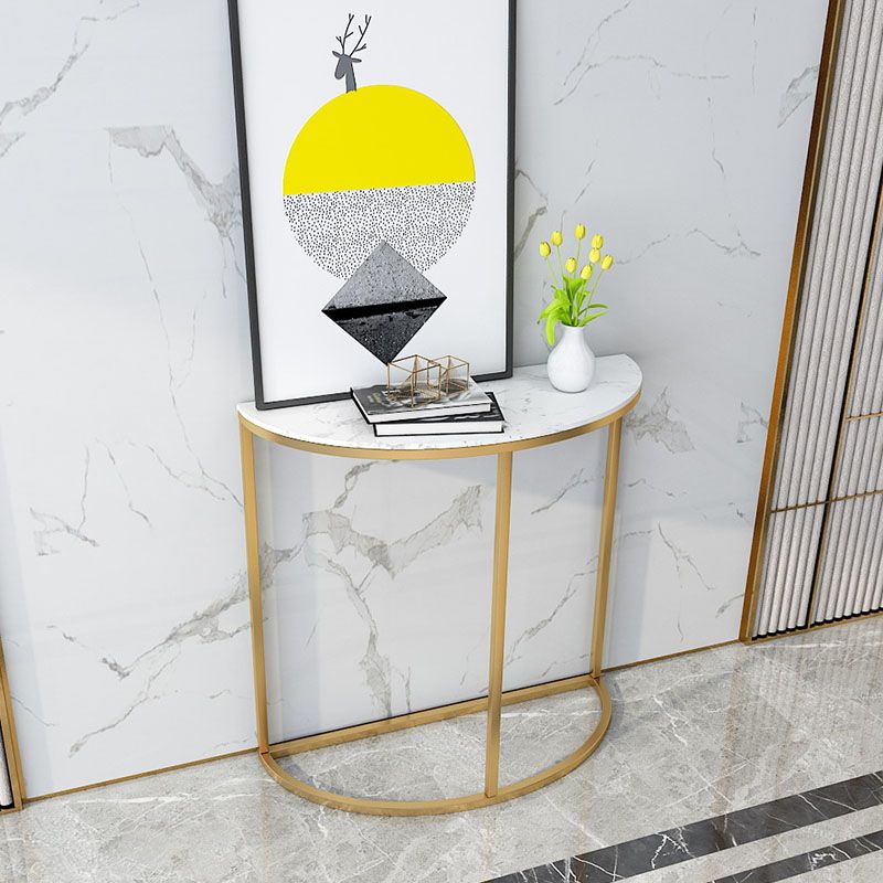 グラム大理石コンソールテーブルハーフムーンステイン抵抗性アクセントテーブル