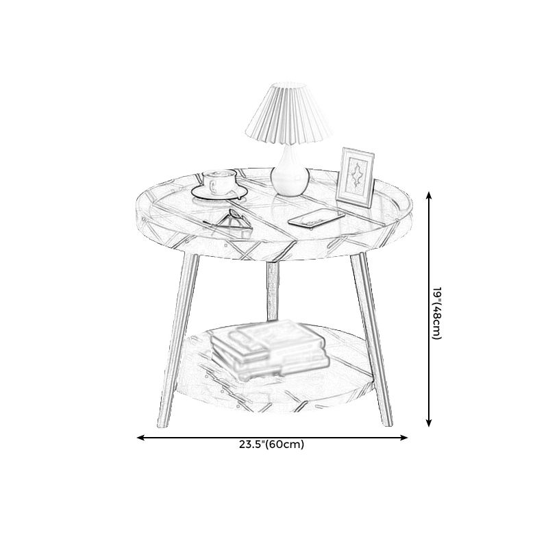 3脚カクテルテーブル人工材のクルミ/黒/白い丸いコーヒーテーブル