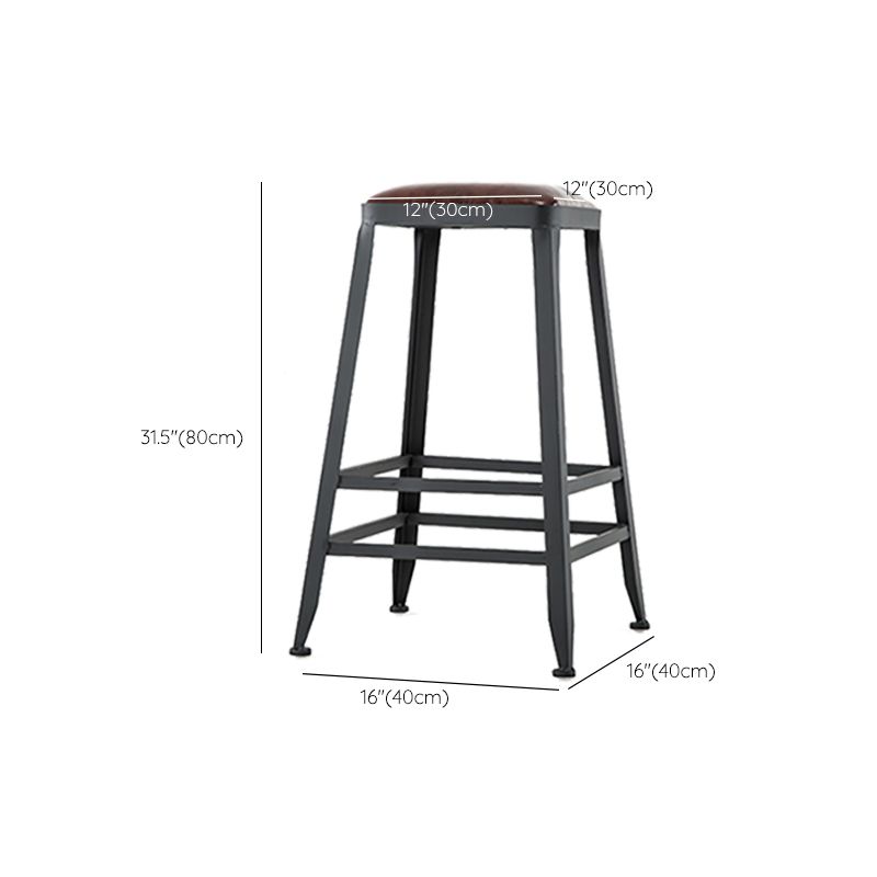 Industrial Brown Counter Stool Leather Square Stool with Black Metal Frame Clearhalo 'Bar Furniture' 'Bar Stools' 'bar_stools' 'furn' 'furn_bar_stools' 'Furniture' 'Kitchen & Dining Furniture' 1200x1200_ad62b992-e9f0-4939-814d-fd6be3a90d77