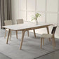 Stone Dining Table Set with Ash Wood Frame 1/4/5/7 Pcs Contemporary White Dining Set
