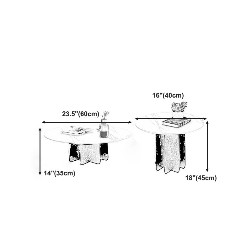 Contemporary Round Stone Pedestal Coffee Cocktail Table - 13.8''/15''/17.7'' H Clearhalo 'Coffee & Accent Tables' 'Coffee Tables' 'coffee_tables' 'furn' 'furn_coffee_tables' 'Furniture' 'furniture_coffee_tables' 'Living Room Furniture' 1200x1200_ad6353e1-f5bd-429f-b4ba-2e79b018bc27