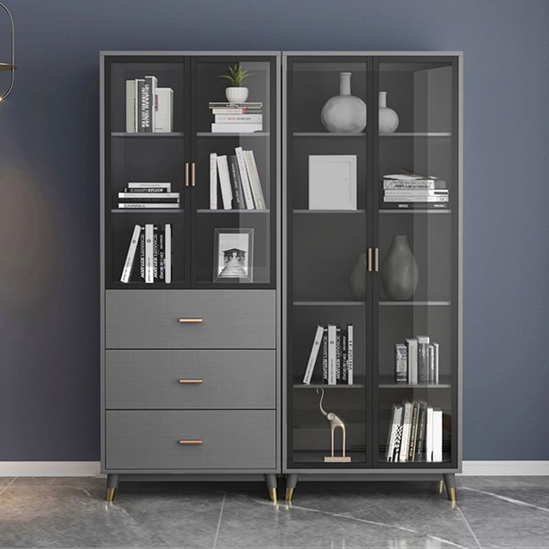 Vertical Glam Standard Bookcase Manufactured Wood Bookcase with Glass Door Clearhalo 'Bookcases' 'Furniture' 'furniture_bookcases' 'kitchen' 'kitchen_bookcases' 'Living Room Furniture' 'Office Furniture' 1200x1200_ad63b445-cb17-4de7-bc0a-6958de32cb67