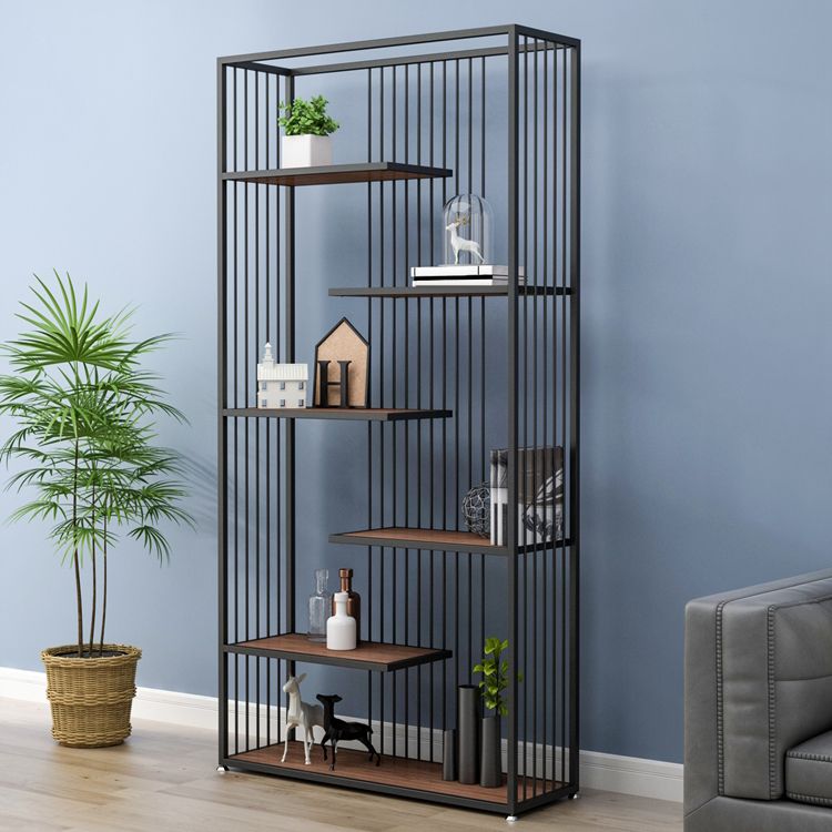 5-Shelf Modern Vertical Etagere Bookshelf Iron Frame Manufactured Wood Shelf Bookshelf Clearhalo 'Bookcases' 'furn' 'furn_bookcases' 'Furniture' 'furniture_bookcases' 'kitchen' 'kitchen_bookcases' 'Living Room Furniture' 'Office Furniture' 1200x1200_ad646e21-f4ef-489b-ab2b-118f69e7c682