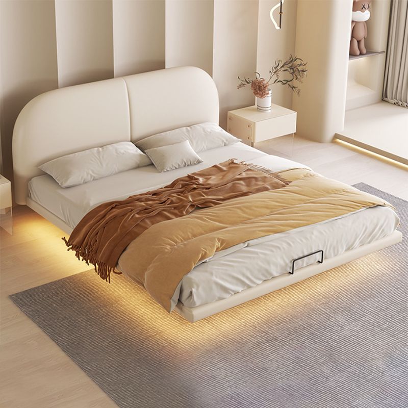 Marco de cama contemporáneo de espuma de cama estándar de color sólido con cabecera tapizada