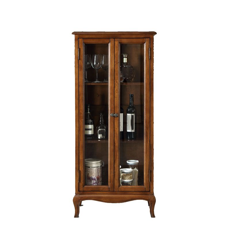 Mid-century Modern 51.18" Tall Glass Paned Accent Cabinet, Wooden Rectangle Cabinet