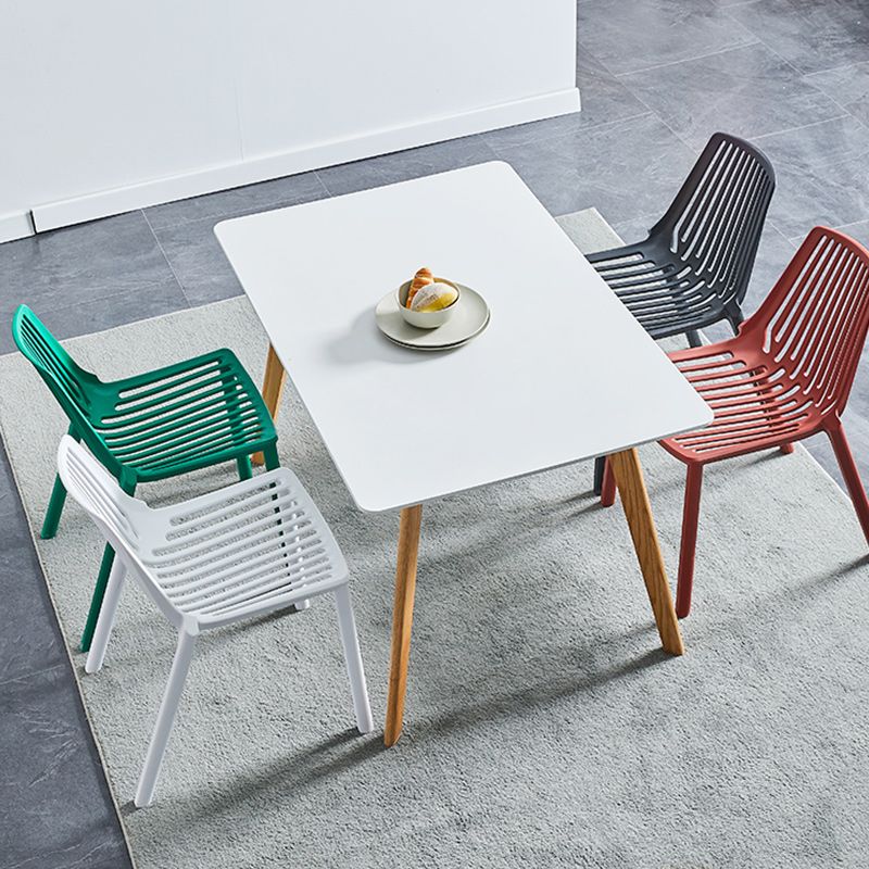 Glam Style Dining Room Chair Plastic Slat Back Chair for Indoor