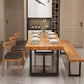 Industrial 1/5 Pieces Dining Set Rectangle Pine Wood Dining Table for Living Room