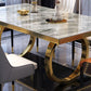 Glam Dinette Table Rectangle Stone Dining Room Table for Home Clearhalo 'Dining Tables & Seating' 'Dining Tables' 'dining_table' 'furn' 'furn_dining_table' 'Furniture' 'Kitchen & Dining Furniture' 1200x1200_ad6b7ff7-8bff-4406-b5bd-6593ffb4dd61