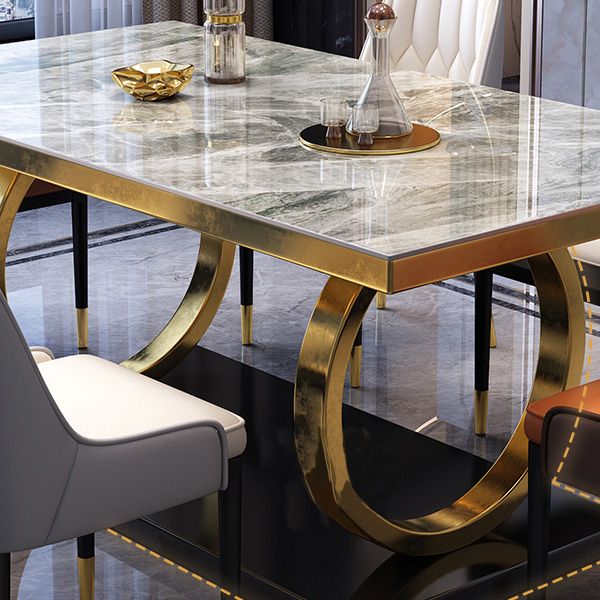 Glam Dinette Table Rectangle Stone Dining Room Table for Home Clearhalo 'Dining Tables & Seating' 'Dining Tables' 'dining_table' 'furn' 'furn_dining_table' 'Furniture' 'Kitchen & Dining Furniture' 1200x1200_ad6b7ff7-8bff-4406-b5bd-6593ffb4dd61