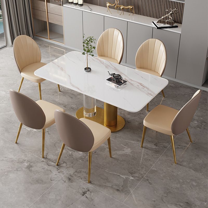 Juego de mesa de comedor de piedra rectangular moderna, juego de comedor de 1/3/4/5/7 piezas para uso doméstico