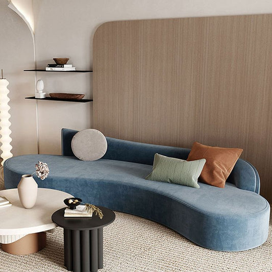 Velvet Modern Curved Sofa 39.37" D Armless Sofa with 2 Pillows