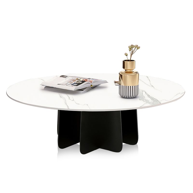 Modern Style White Slate & Grey Glass Top Iron Craft Round Coffee Table Clearhalo 'Coffee & Accent Tables' 'Coffee Tables' 'coffee_tables' 'furn' 'furn_coffee_tables' 'Furniture' 'Living Room Furniture' 1200x1200_ad6e5ee7-01c8-414d-8df5-1bc192222446