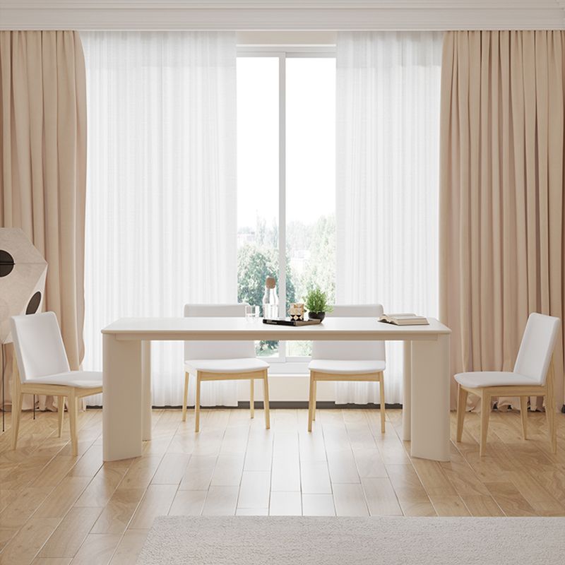 White Solid Wood Dining Table Rectangle Modern Dinner Table for Dining Room