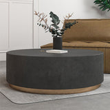 Drum Base Design Black/grey Faux Concrete Top Metal Base Round Coffee Table Clearhalo 'Coffee & Accent Tables' 'Coffee Tables' 'coffee_tables' 'furn' 'furn_coffee_tables' 'Furniture' 'Living Room Furniture' 1200x1200_ad72da44-b96b-4e80-89b6-76faf3aeef68