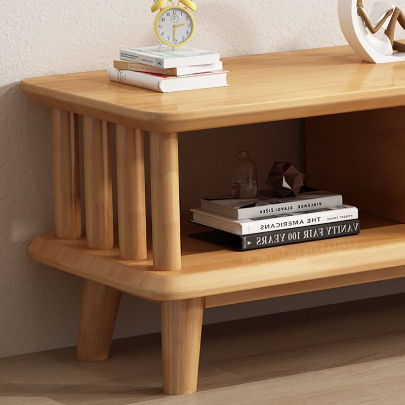 Scandinavian Solid Wood Coffee Table with 4 Legs and 2 Drawers
