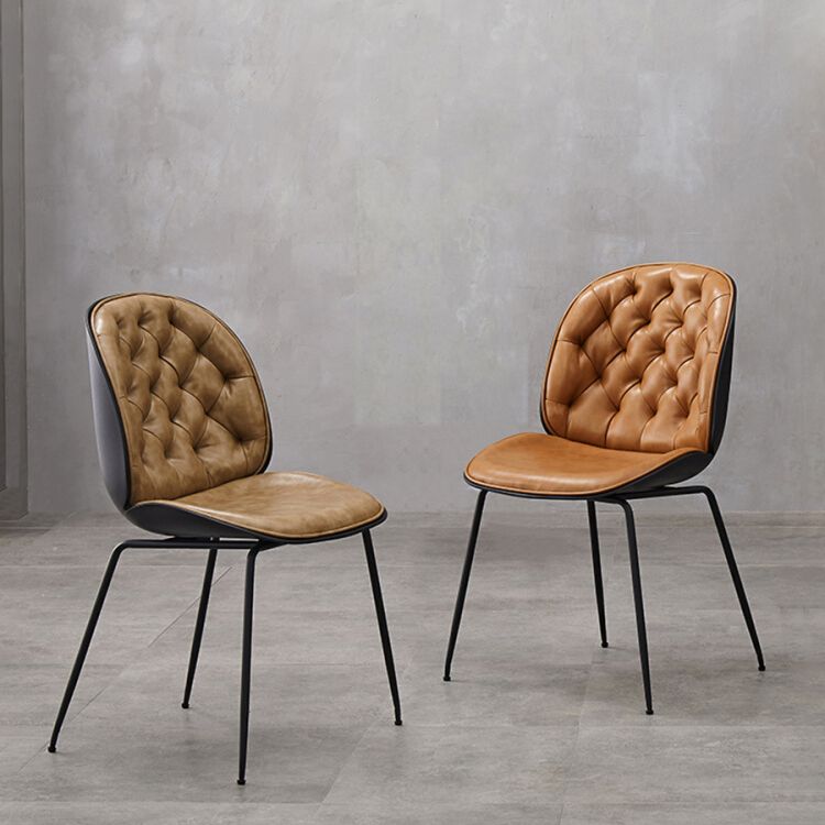 Industrial Style Leather Dining Chairs Solid Back Armless Dining Chairs for Home Clearhalo ' kitchen&dining_furn' 'Dining Chairs' 'Dining Tables & Seating' 'dining_chair' 'furn' 'furn_dining_chair' 'Furniture' 'furniture_dining_chair' 'Kitchen & Dining Furniture' 'kitchen' 1200x1200_ad7387c5-0bc8-401c-b6c3-ea504a288e91