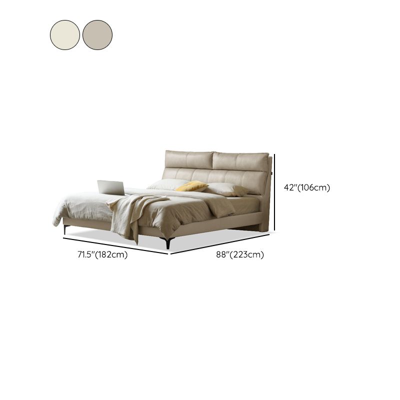 Leather Standard Bed Contemporary Wood Frame Bed with Upholstered Headboard Clearhalo 'Bedroom Furniture' 'Beds' 'furn' 'furn_beds' 'Furniture' 1200x1200_ad74df11-19f2-4841-8130-592f5b6ca2aa