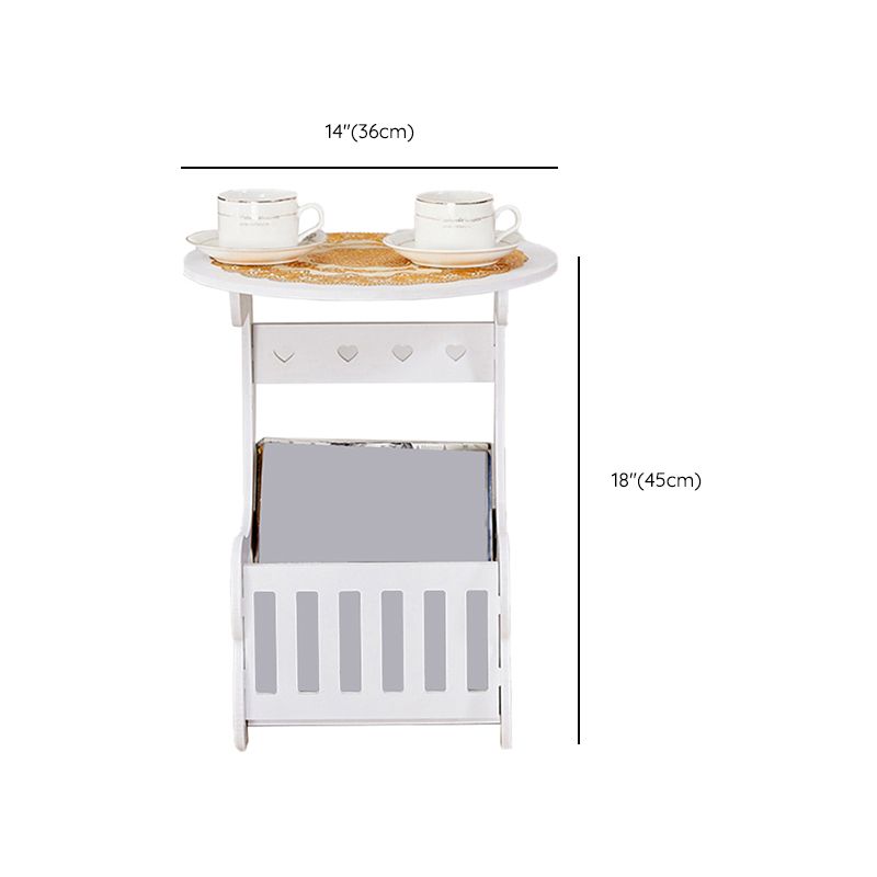 Contemporary Round & Rectangular End Table in White with Storage