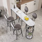 1/3/5 pièces Industrial Iron Bistro Set White Stone Top Bar Table Table avec étagère