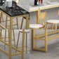 Rectangle Bar Dining Table Contemporary Bar Table with Trestle Base in Gold