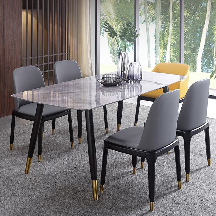Rectangle Luxury Dining Table Grey Tone Fixed Table with Sintered Stone Clearhalo ' dining_table' 'Dining Tables & Seating' 'Dining Tables' 'furn' 'furn_dining_table' 'Furniture' 'furniture_dining_table' 'Kitchen & Dining Furniture' 'kitchen&dining_furn' 'kitchen' 'kitchen_dining_table' 1200x1200_ad7a60cd-bde2-40f6-82f8-25c94b152fdb