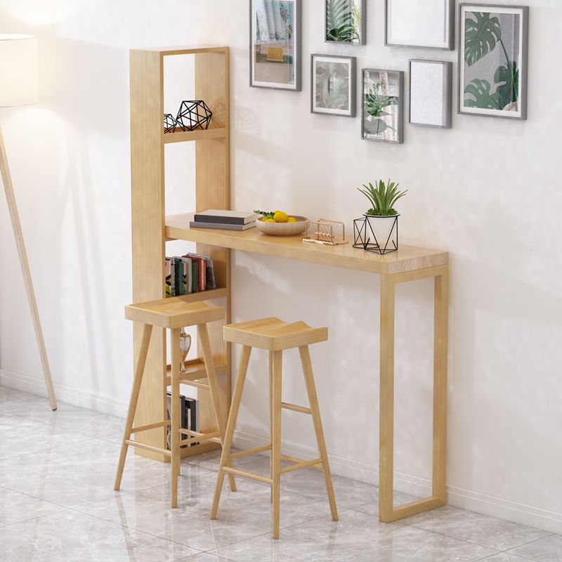 Modern Wooden Pub Table Rectangle Natural Bar Height Cocktail Table with Shelves Clearhalo 'Bar Furniture' 'Bar Tables' 'bar_tables' 'furn' 'furn_bar_tables' 'Furniture' 'Kitchen & Dining Furniture' 1200x1200_ad7b1b74-5c7f-4358-a377-6426b205beea