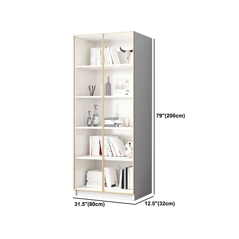 Modern Engineered Wood Bookshelf Standard Closed Back Vertical Bookcase with Doors