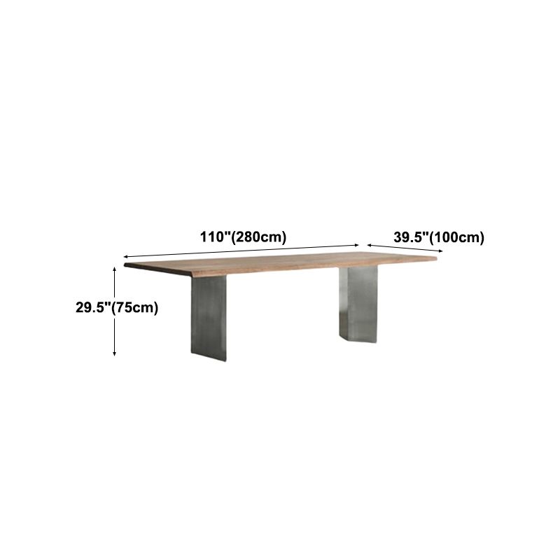 Industrial Solid Wood Table for Restaurant Rectangle Table with Double Pedestal Clearhalo 'Dining Tables & Seating' 'Dining Tables' 'dining_table' 'furn' 'furn_dining_table' 'Furniture' 'furniture_dining_table' 'Kitchen & Dining Furniture' 1200x1200_ad7d3310-4752-4ae7-ae48-486ba0c42db1