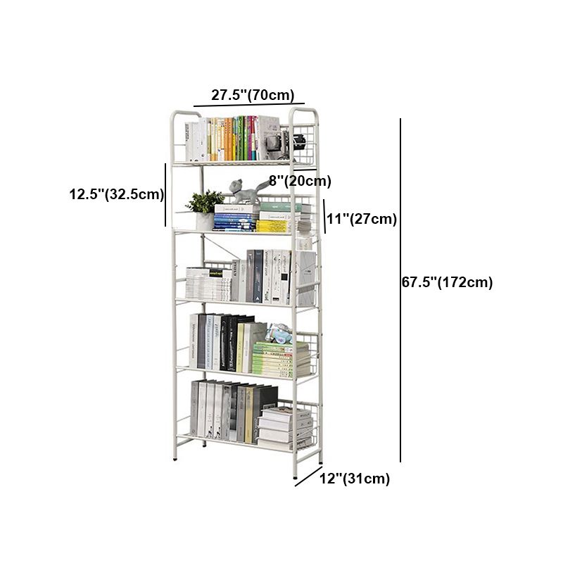 Contemporary Style Bookshelf White Bookcase for Home Office Study Room Clearhalo 'Bookcases' 'furn' 'furn_bookcases' 'Furniture' 'furniture_bookcases' 'kitchen' 'kitchen_bookcases' 'Living Room Furniture' 'Office Furniture' 1200x1200_ad7df010-1341-4509-8dc9-a89c861a92d4