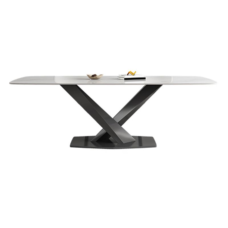 Industrial Style Rectangle Table Sintered Stone Dining Table with Metal Legs for Home Clearhalo 'Dining Tables & Seating' 'Dining Tables' 'dining_table' 'furn' 'furn_dining_table' 'Furniture' 'Kitchen & Dining Furniture' 1200x1200_ad7e23a8-736c-4a36-b583-5ddaad02fd09