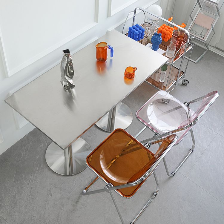 Industrial Style Dining Site Table Stainless Steel Dining Room Collection Clearhalo ' dining_table' 'Dining Tables & Seating' 'Dining Tables' 'furn' 'furn_dining_table' 'Furniture' 'furniture_dining_table' 'Kitchen & Dining Furniture' 'kitchen&dining_furn' 'kitchen' 'kitchen_dining_table' 1200x1200_ad7f1f38-a6cd-4100-91af-b8b9ec9371f9