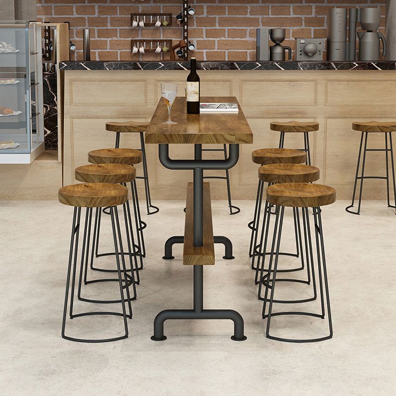 Light Brown Industrial Style Bar Table in Iron and Solid Wood Bar Table Clearhalo 'Bar Furniture' 'Bar Tables' 'bar_tables' 'furn' 'furn_bar_tables' 'Furniture' 'furniture_bar_tables' 'Kitchen & Dining Furniture' 1200x1200_ad7f8676-6100-492a-a612-9dab9d8960a0