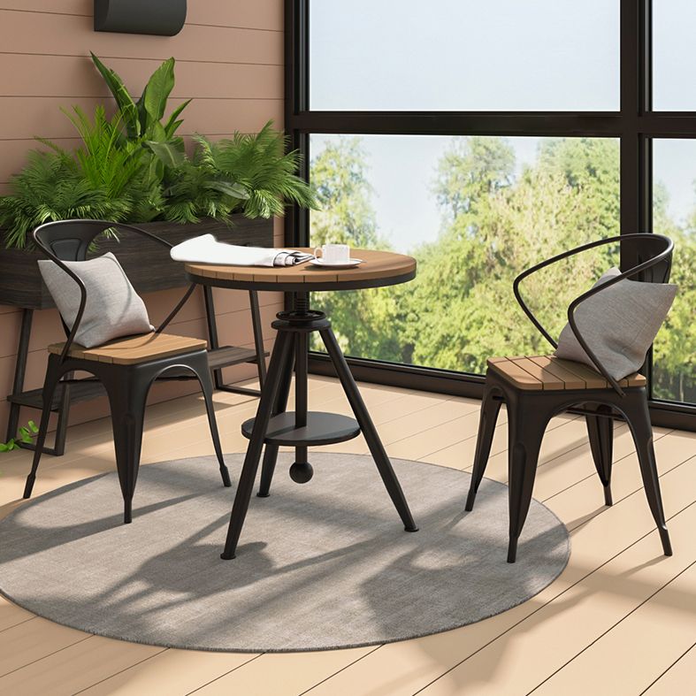 Moderne 1/2/3-delige eetset ronde houten eettafel voor balkon