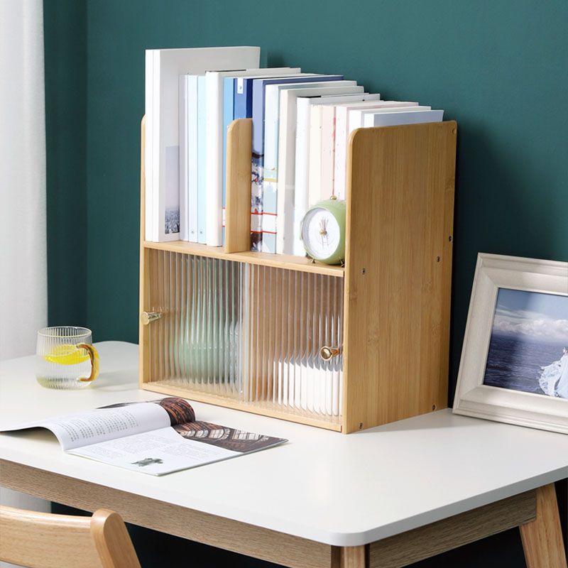 Eigentijdse gesloten bamboo -boekenplank glazen boekenkast voor thuis en kantoor