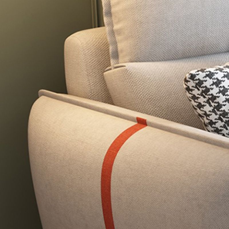 Contemporary Cushions Recessed Arm Living Room Fabric Stationary Sofa Chaise