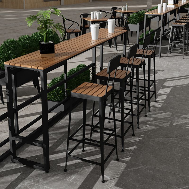 Industrial 41.3"H Bar Table Rectangular Wooden Top Table for Patio Clearhalo 'Bar Furniture' 'Bar Tables' 'bar_tables' 'furn' 'furn_bar_tables' 'Furniture' 'Kitchen & Dining Furniture' 1200x1200_ad80d352-bd54-4148-890f-0abbd05a4fdf