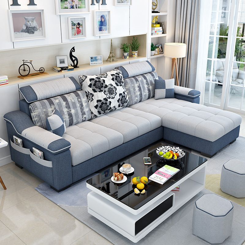 Nordic with Storage Fabric Living Room Pillows Slipcovered Seating Clearhalo 'furn' 'furn_sectionals' 'Furniture' 'Living Room Furniture' 'Sectionals' 1200x1200_ad829e55-64bf-4788-91c3-91a38ded6f60